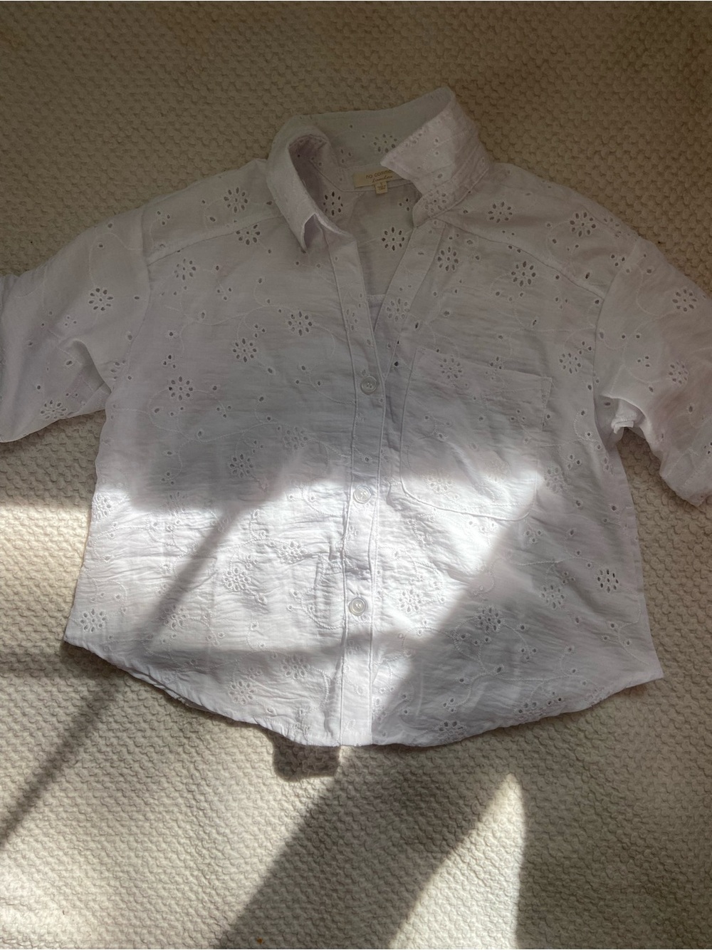 White Broderie Anglaise Button-Front Women's Blouse